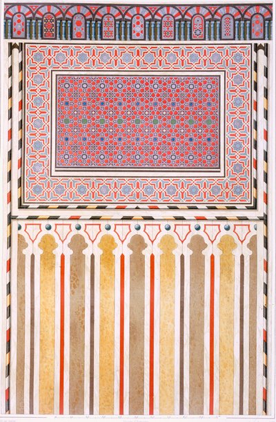 Le Caire : Décoration de la mosquée El Bordeyny : motifs géométriques de la mosaïque du Mihrab, 19ème siècle - Emile Prisse d